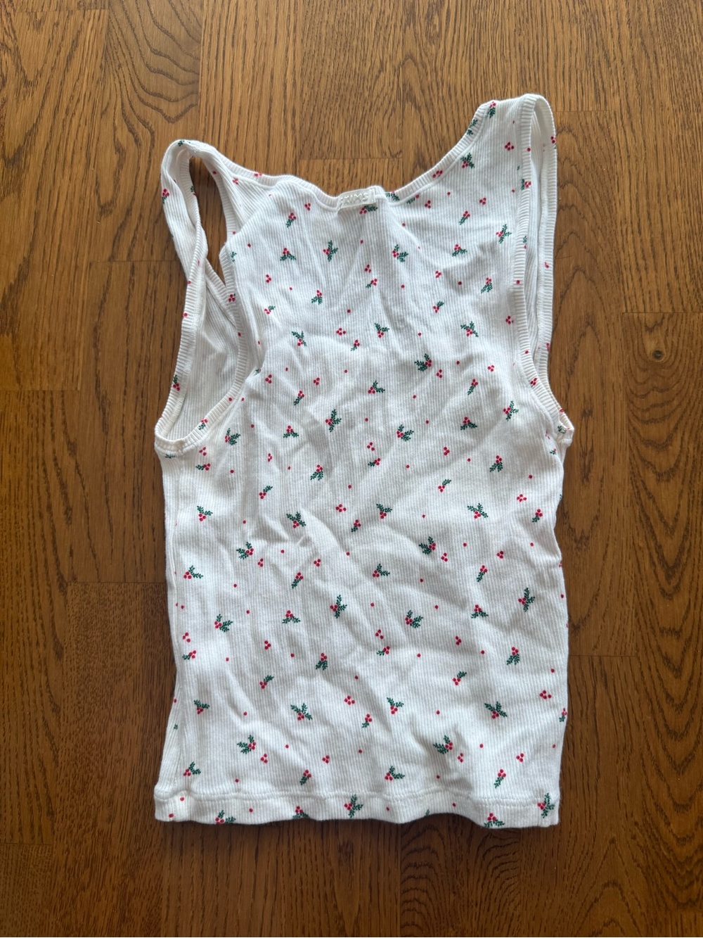 SKIMS White Mistletoe Ribbed Scoop Neck Sleep Tank - Picture 4 of 5